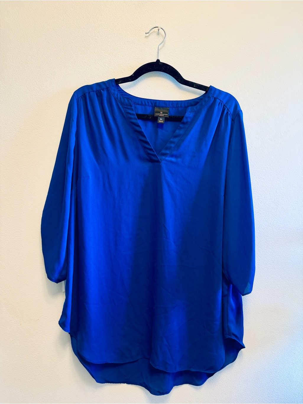 Worthington V-Neck Tunic Top In Royal Blue